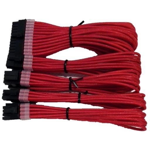 PC電源ユニット延長スリーブケーブルセット スリーブガイド付き 赤(Red)