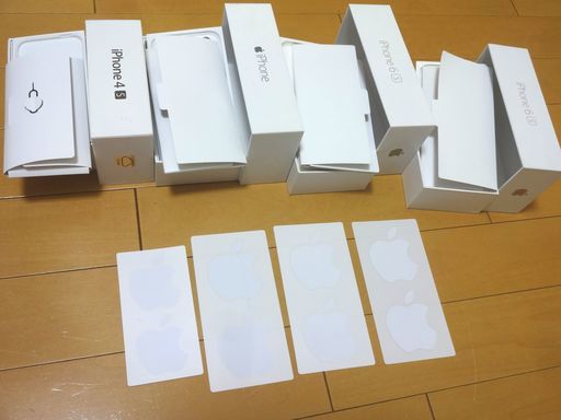 ■Apple 純正 ロゴ シール ステッカー 4シート(8枚)セット■ apple アップル iPhone 6S の元箱 4s 4S 6S mac