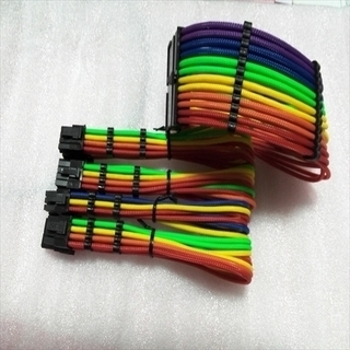 PC電源ユニット延長スリーブケーブルセット スリーブガイド付き　虹色