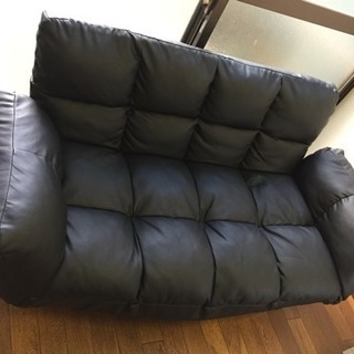 2人掛けソファ 黒 合皮 取りに来てくれる方のみ