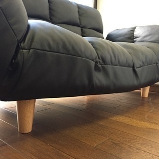 2人掛けソファ 黒 合皮 取りに来てくれる方のみの画像