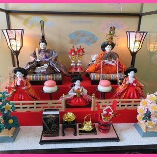 東旭謹作　ひな人形　親王飾り・五人飾り　ケース入り　専用箱付き