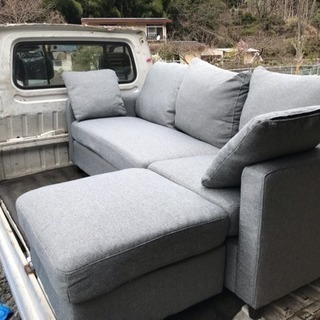 ☆取引中☆ソファー 3人掛け グレー オットマン付き