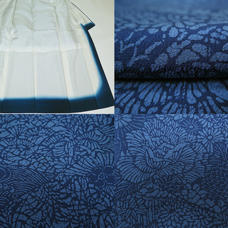 中古美品　縮緬　小紋　藍色　（k3241368-1981rymj）の画像