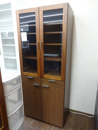 札幌 引き取り レグナテック カップボード/食器棚 バルス80 キッチン収納 ウォールナット材