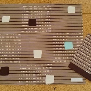 ハンドメイド　小学生用ランチョンマット＆給食袋セット（ブラウンS）