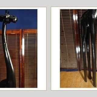 【B31 全高180㎝ 木彫り 動物 キリン 置物 オブジェ】の画像