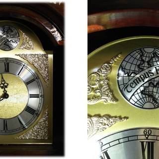 【良品 可動品 Tempus Fugit ホールクロック 螺鈿細工 重錘式振子時計 高さ205㎝】の画像