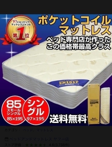 シングルマットレスとパイプベッド