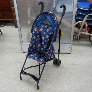 【格安】 前輪タイヤなしのベビーカー バギー 青×花柄 計量アウ...