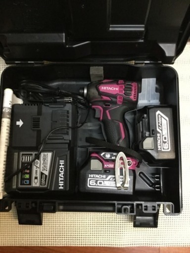 ?? 未使用に近い HITACHI WH18DDL2(2LYPK)R 18V-6.0Ah防塵耐水BLインパクト パワフルレッド 日立 
