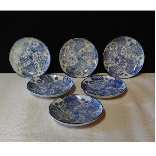 印判手 古い小皿 6枚 染付 豆皿 a516