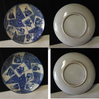 古伊万里 印判手 小皿 6枚 染付 七福神の図 a517の画像