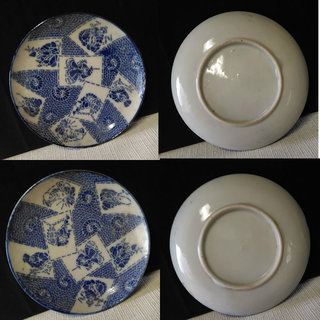 古伊万里 印判手 小皿 6枚 染付 七福神の図 a517の画像