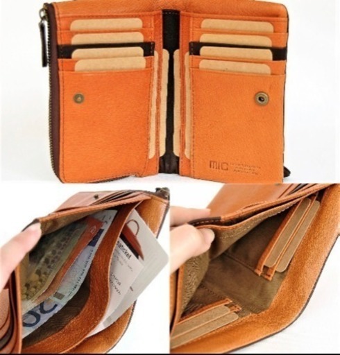 外L型ファスナー二つ折り本革財布