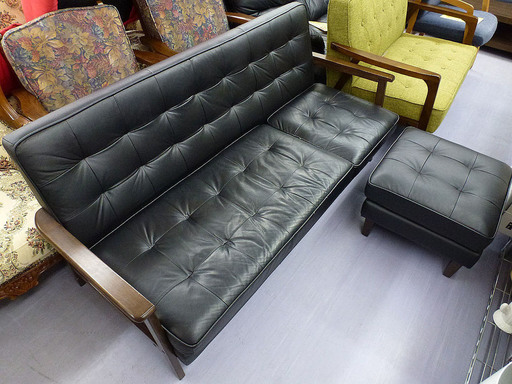 PayPay可 手稲リサイクル 3人掛け オットマン付きソファ ￥16,800-