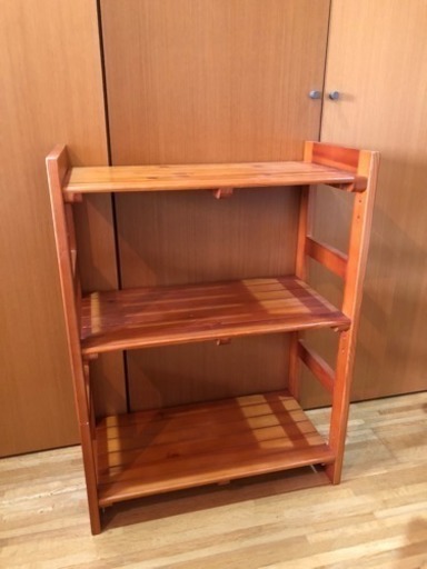 【ウッドシェルフ】【木製棚】【3段】【高さ調節可】【(国分寺)現地手渡し】