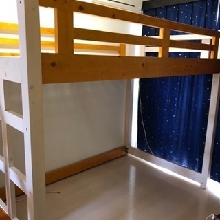 配送可！  階段付き木製ロフトベッド   セミダブル     の画像