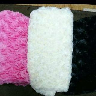 ボア生地 3点セット ピンク ブラック ホワイト