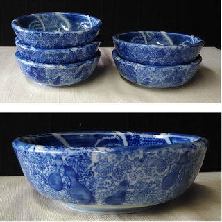 古伊万里 鉢 ② 5客 麺鉢 丼鉢 多様鉢 饂飩鉢 染付 深鉢 a611の画像