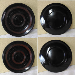 木製 漆器 菓子皿 5枚 こま塗り 駒塗り 駒筋 a629の画像