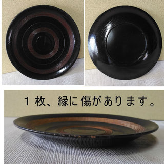 木製 漆器 菓子皿 5枚 こま塗り 駒塗り 駒筋 a629の画像