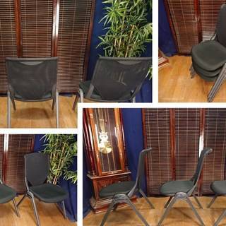 Ｃ30 美品 会議用 ミーティング用 ブラック スタッキングチェア 6脚セットの画像