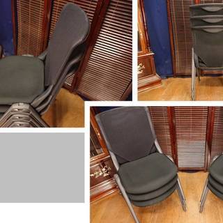 Ｃ30 美品 会議用 ミーティング用 ブラック スタッキングチェア 6脚セットの画像