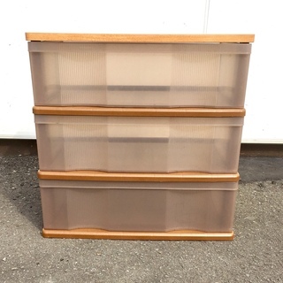 ◇◆3段ウッドトップチェスト◇◆収納　プラケー 茶