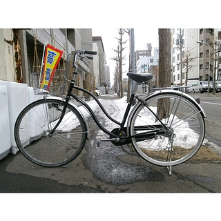 札幌【27インチ自転車③ ママチャリ】変速ナシ ブラック/黒色系...
