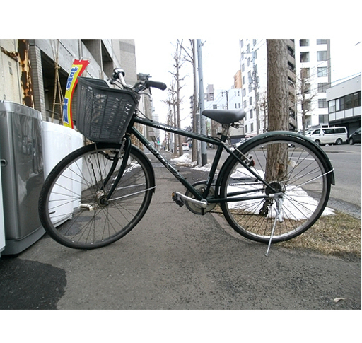 札幌【27インチ自転車② シティサイクル】オートライト 6段変速 ダークグリーン/濃緑 カゴ付き ママチャリ シティー 本郷通店