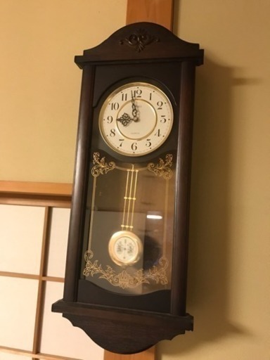 seiko  クオーツ  柱振り子時計 木製