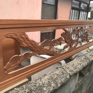 立派な木彫りの和室の梁に飾るワシ鷲？の木彫りの欄間装飾品2枚セットの画像