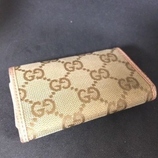 GUCCI グッチ GGキャンバス×ピンクレザー 6連キーケース ワケあり品の画像