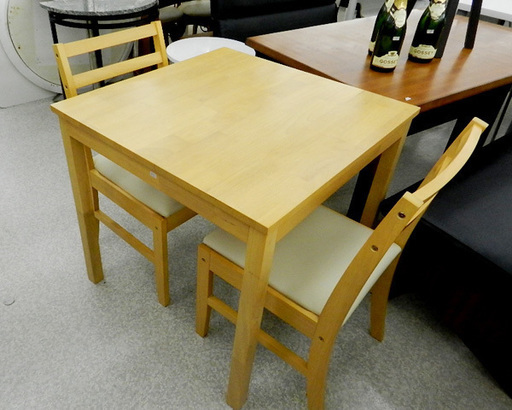 ２人掛け ダイニングセット 天然木 ラッカー塗装 シンプル ナチュラル【KOEKI】チェア２脚 テーブル 3点セット ☆ PayPay(ペイペイ)決済可能 ☆ 札幌市 北区 屯田