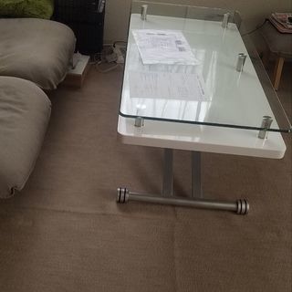 昇降式テーブル　ガラス面保護ビニールマット付