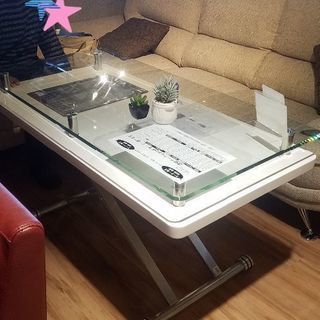 昇降式テーブル　ガラス面保護ビニールマット付の画像