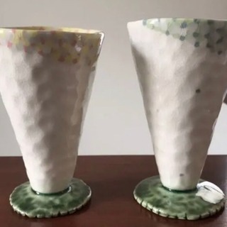 【未使用】作家もの＊陶器のペアグラスの画像