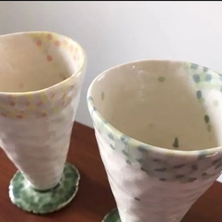 【未使用】作家もの＊陶器のペアグラスの画像