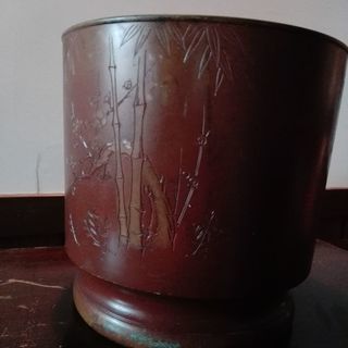 火鉢　銅製　彫金　鉢カバーにもの画像