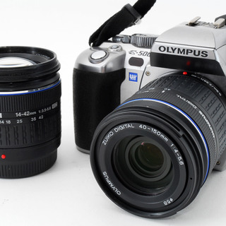 OLYMPUS E-500 シルバー 標準＆望遠ダブルレンズキット★極上美品★初心者に最適！バッテリー2個、元箱付き！