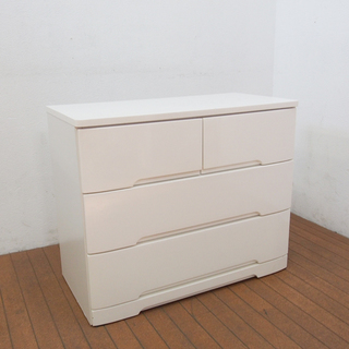 3段チェスト ホワイト 鏡面仕上げ 重量感けっこうあります W8...