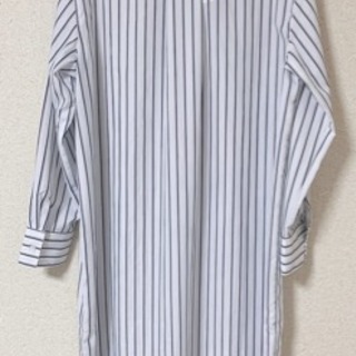 【新品】シャツワンピース Lサイズ ストライプ柄の画像