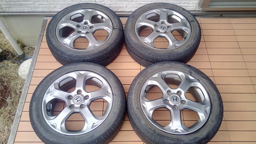 ホンダ・ストリーム純正アルミホイール(ガンメタ17インチ)+夏タイヤ(205/55R17 溝あり)4本 サマータイヤ ナット付き