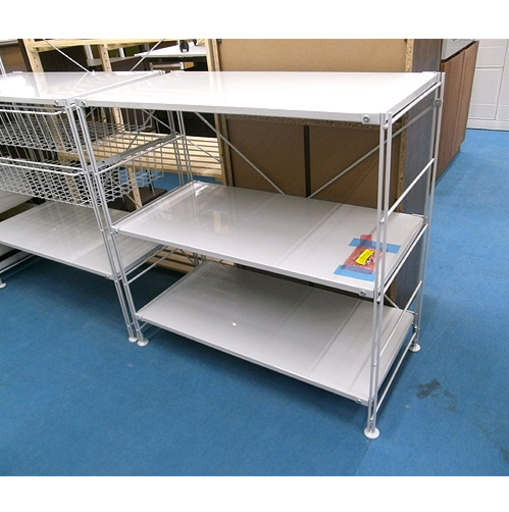 札幌【無印良品 ステンレスユニットシェルフ・ワイド・小①】幅86cm 棚セット MUJI 棚 ラック 収納 本郷通店