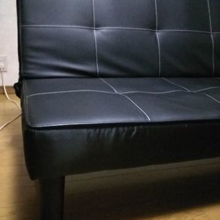 取引済　ソファーベッド　黒　合成レザー製の画像