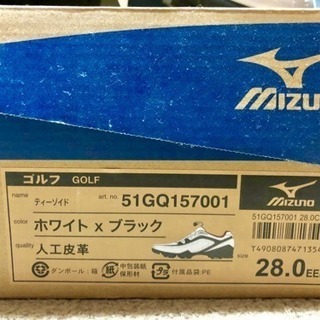 新品未使用 ゴルフシューズ mizunoブランド ホワイト✖️ブラック 28センチ箱付きの画像