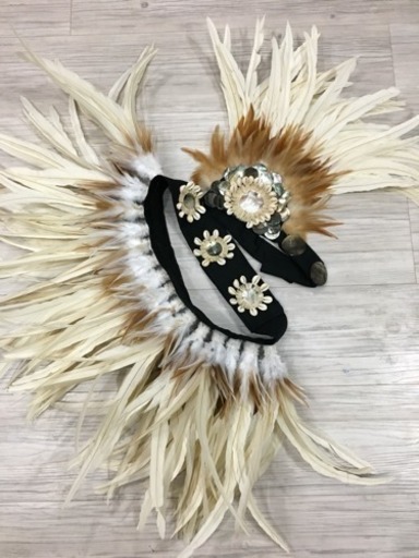 タヒチアン衣装☆ヘッドドレス&ヒップベルトセット☆ホワイト