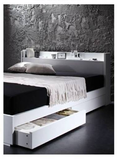 シングル・収納付き・棚・コンセント付き・ホワイト