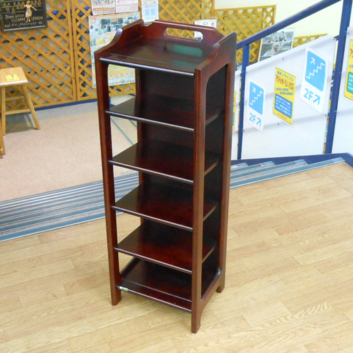 Karimoku カリモク スリッパラック シューズラック 木製 5段 オールドカリモク 旧ロゴ レトロ アンティーク 赤茶色 ☆ PayPay(ペイペイ)決済可能 ☆ 札幌市 清田区 平岡